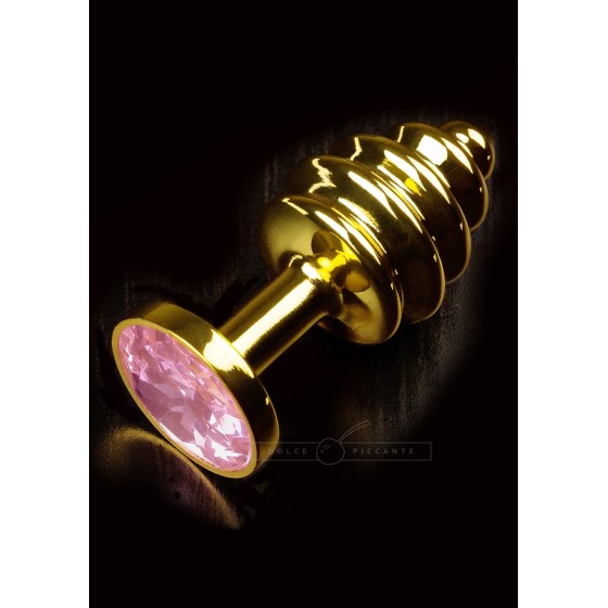 Plug anale fallo in Accaio dildo con diamante Jewellery ribbed Gold Rosa