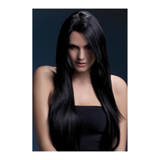 parrucca professionale nero lunga realistica resistente donna sexy black 71 cm